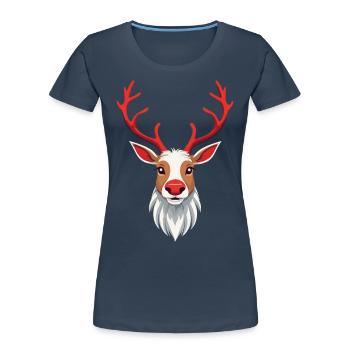 Merry Reindeer Christmas Motif - Women's Premium Organic T-Shirt - navy - Front - Mia (176cm)
