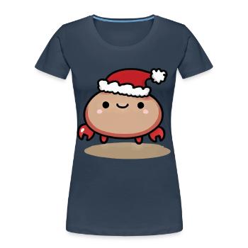 Cute Christmas crab with hat - Women's Premium Organic T-Shirt - navy - Front - Mia (176cm)