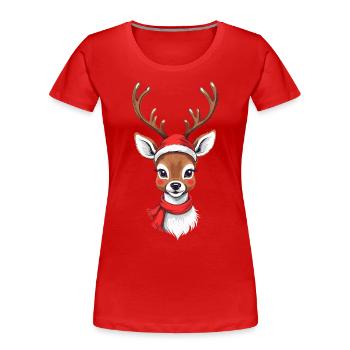Merry Christmas reindeer with cap - Women's Premium Organic T-Shirt - navy - Front - Mia (176cm)