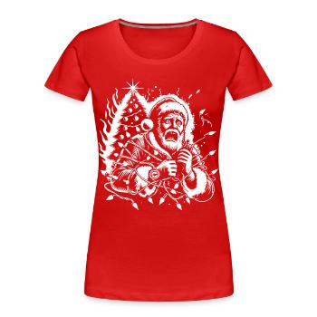 Noël Électrocution Père Noël Noir Humour - T-shirt bio Premium Femme - bleu marine - Devant - Mia (176cm)