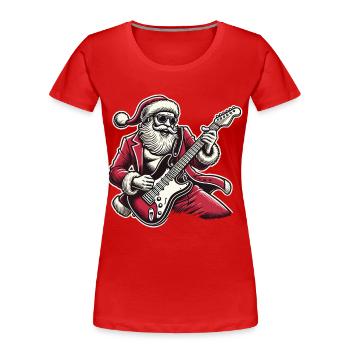 Bercement du Père Noël à la guitare électrique - T-shirt bio Premium Femme - bleu marine - Devant - Mia (176cm)