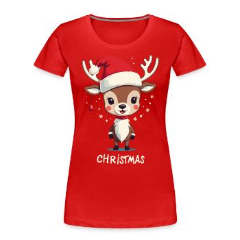 Cute Reindeer Christmas Design - Women's Premium Organic T-Shirt - navy - Front - Mia (176cm)