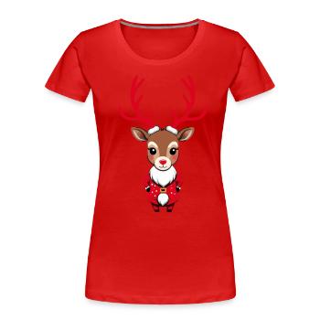 Weihnachtliches Rentier Mit Santa Outfit - Frauen Premium Bio T-Shirt - Navy - Vorne - Mia (176cm)