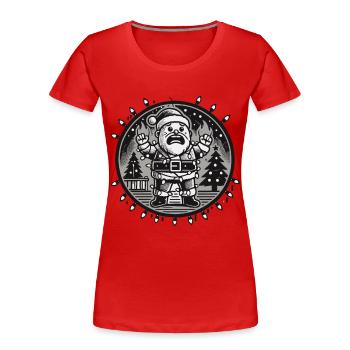 Électrocution de Noël Père Noël Rétro - T-shirt bio Premium Femme - bleu marine - Devant - Mia (176cm)