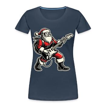 Christmas skirt Santa with guitar - Women's Premium Organic T-Shirt - navy - Front - Mia (176cm)