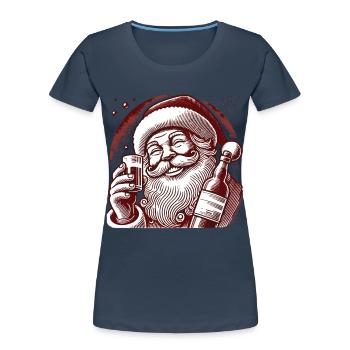 Christmas Humor Santa Alcohol Connoisseur - Women's Premium Organic T-Shirt - navy - Front - Mia (176cm)