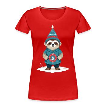 Gnome de paresseux confortable Gnome Gnome - T-shirt bio Premium Femme - bleu marine - Devant - Mia (176cm)