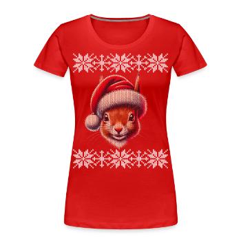 Cute squirrel with santa hat motif - Women's Premium Organic T-Shirt - navy - Front - Mia (176cm)
