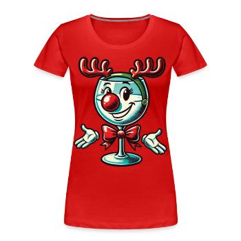 Weihnachtliches Weinglas Rentier Motiv - Frauen Premium Bio T-Shirt - Navy - Vorne - Mia (176cm)