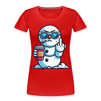 Cooler Schneemann Mit Statement - Frauen Premium Bio T-Shirt - Navy - Vorne - Mia (176cm)