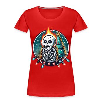 Skeleton with fairy lights fear at Christmas - Women's Premium Organic T-Shirt - navy - Front - Mia (176cm)