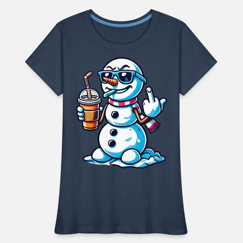 Cool Snowman With Middle Finger Statement Women's Premium Organic T-Shirt