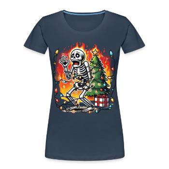 Christmas Chaos Skeleton Funny - Women's Premium Organic T-Shirt - navy - Front - Mia (176cm)