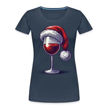 Verre à vin de Noël avec bouchon - T-shirt bio Premium Femme - bleu marine - Devant - Mia (176cm)