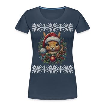 Weihnachtliches Eichhörnchen Im Winterwald - Frauen Premium Bio T-Shirt - Navy - Vorne - Mia (176cm)