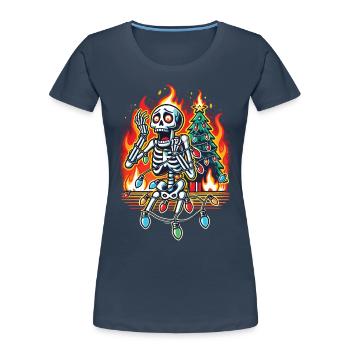 Christmas Skeleton Fairy Lights Christmas Chaos - Women's Premium Organic T-Shirt - navy - Front - Mia (176cm)