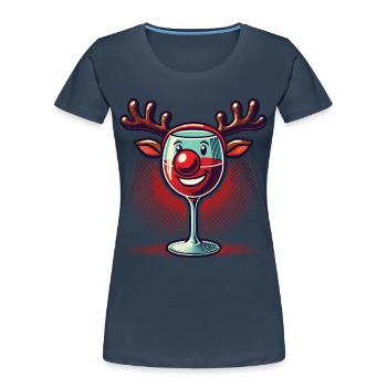 Verre à vin de Noël renne - T-shirt bio Premium Femme - bleu marine - Devant - Mia (176cm)