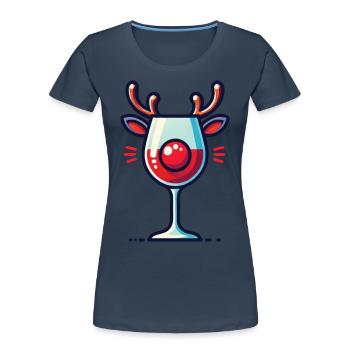 Verre à vin de Noël Renne Design - T-shirt bio Premium Femme - bleu marine - Devant - Mia (176cm)