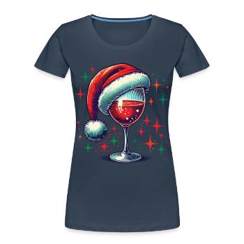 Weihnachtlicher Weingenuss Mit Glanz - Frauen Premium Bio T-Shirt - Navy - Vorne - Mia (176cm)