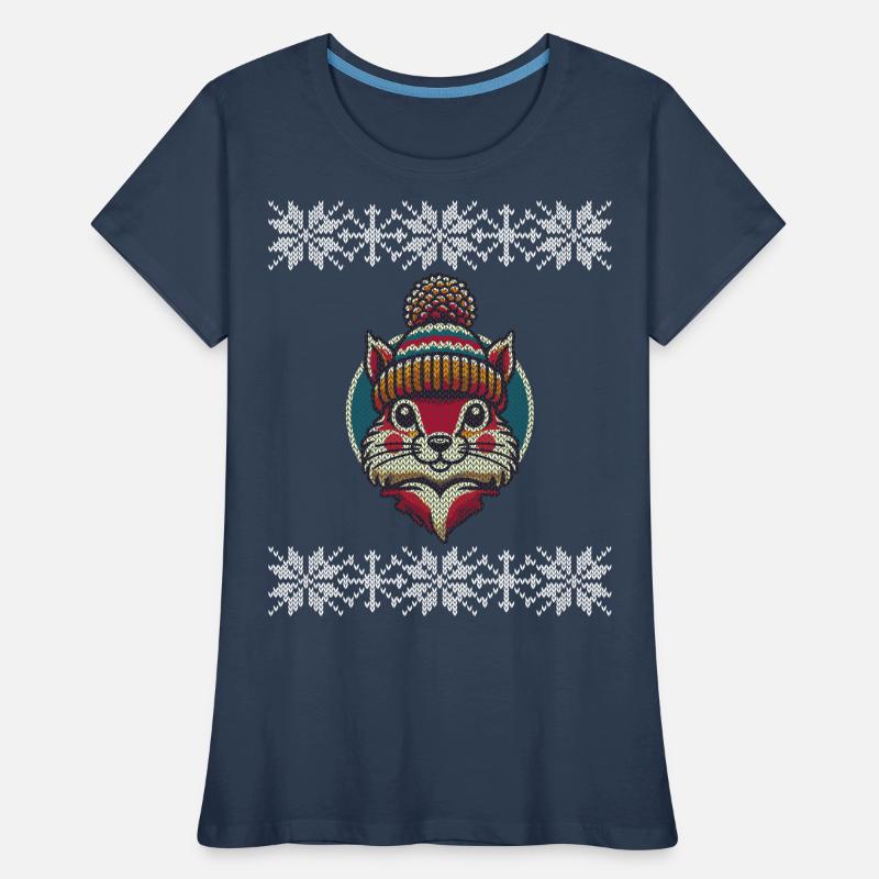 Winterlicher Strickstil Eichhörnchen Mit Mütze Frauen Premium Bio T-Shirt