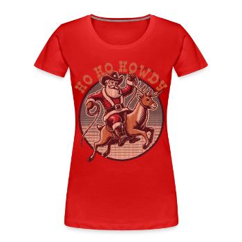 Santa Claus cowboy style ho ho howdy knit look - Women's Premium Organic T-Shirt -  - Front - Mia (176cm)