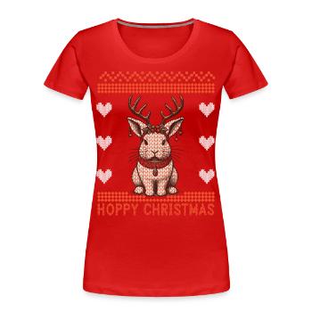 Hoppy Christmas Funny Christmas Rabbit - Women's Premium Organic T-Shirt - navy - Front - Mia (176cm)