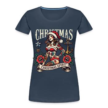 Christmas Spirit Streetwear Tattoo Aesthetics - Women's Premium Organic T-Shirt - navy - Front - Mia (176cm)
