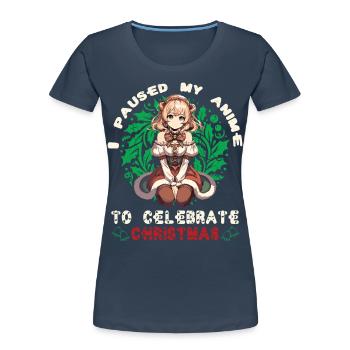 Anime Weihnachten Kawaii Feier - Frauen Premium Bio T-Shirt - Navy - Vorne - Mia (176cm)