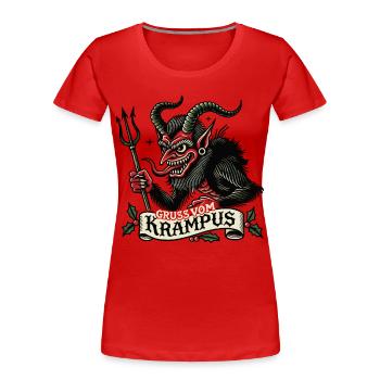Gruss Vom Krampus Weihnachtlicher Spaß - Frauen Premium Bio T-Shirt - Navy - Vorne - Mia (176cm)