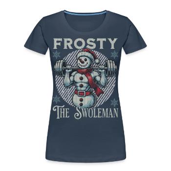 Frosty The Muscle Man Bonhomme de neige Fitness - T-shirt bio Premium Femme - bleu marine - Devant - Mia (176cm)