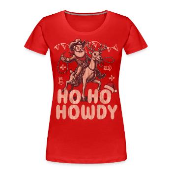 Christmas Cowboy Humor Ho Ho Howdy - Women's Premium Organic T-Shirt - navy - Front - Mia (176cm)