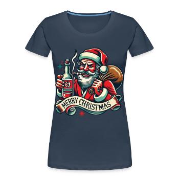Tattoo Style Christmas Merry Christmas Aesthetic - Women's Premium Organic T-Shirt - navy - Front - Mia (176cm)
