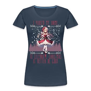 Anime Christmas Joy for Fans - Women's Premium Organic T-Shirt - navy - Front - Mia (176cm)