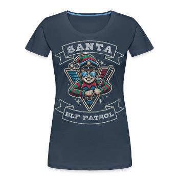 Weihnachtselfen Streife Santa Elf Patrol Party - Frauen Premium Bio T-Shirt - Navy - Vorne - Mia (176cm)
