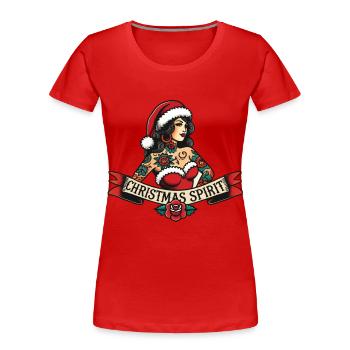 Streetwear Ästhetik Weihnachtsgeist Tattoo - Frauen Premium Bio T-Shirt - Navy - Vorne - Mia (176cm)
