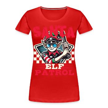 Père Noël Patrouille Elfe Noël Drôle - T-shirt bio Premium Femme - bleu marine - Devant - Mia (176cm)