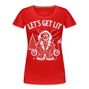 Funny Santa Claus Electric Shock Fun - Women's Premium Organic T-Shirt - navy - Front - Mia (176cm)