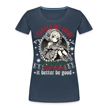 Anime Und Weihnachten Humorvoll Verbunden - Frauen Premium Bio T-Shirt - Navy - Vorne - Mia (176cm)