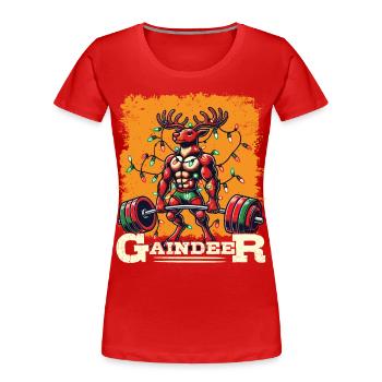 weWeihnachtlicher Gaindeer Muskelprotz Gym Humor - Frauen Premium Bio T-Shirt - Navy - Vorne - Mia (176cm)