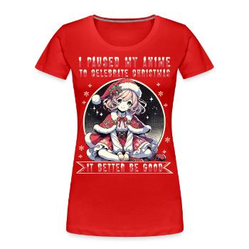 Kawaii Anime Break for Christmas Celebrations Motif - Women's Premium Organic T-Shirt - navy - Front - Mia (176cm)