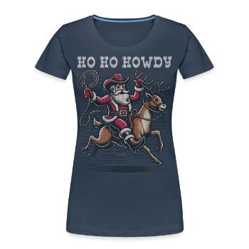 Christmas Cowboy Mood with Santa - Women's Premium Organic T-Shirt - navy - Front - Mia (176cm)