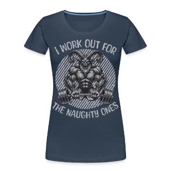 Krampus Fitness for Naughty Girls - Women's Premium Organic T-Shirt - navy - Front - Mia (176cm)