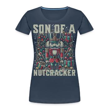 Frecher Nussknacker Weihnachten Humor - Frauen Premium Bio T-Shirt - Navy - Vorne - Mia (176cm)