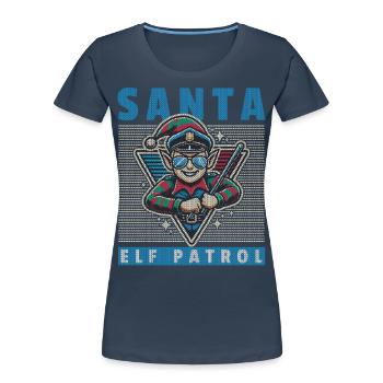 Patrouille du Père Noël Joyeux Noël - T-shirt bio Premium Femme - bleu marine - Devant - Mia (176cm)