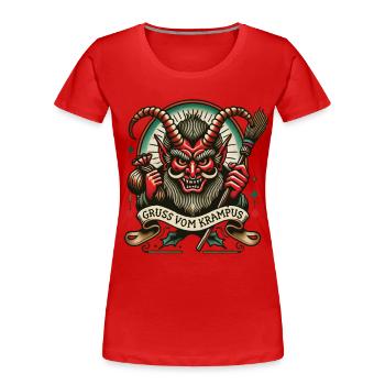 Greetings from Krampus Dark Christmas Folklore - Women's Premium Organic T-Shirt - navy - Front - Mia (176cm)