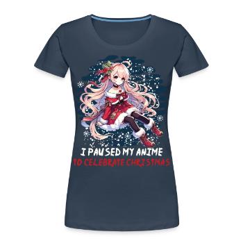 Anime Pause Für Weihnachtsfreude - Frauen Premium Bio T-Shirt - Navy - Vorne - Mia (176cm)