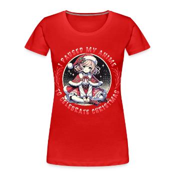 Kawaii Anime Weihnachten Feier Motiv - Frauen Premium Bio T-Shirt - Navy - Vorne - Mia (176cm)