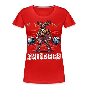 Muscle Reindeer Christmas Gaindeer Fun - Women's Premium Organic T-Shirt - navy - Front - Mia (176cm)