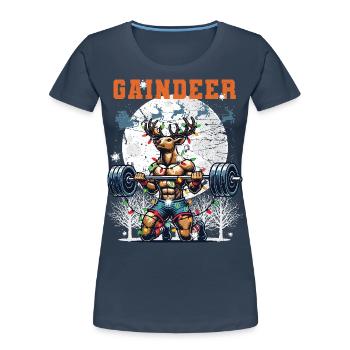Weihnachts-Workout Rentier Fitness Humor - Frauen Premium Bio T-Shirt - Navy - Vorne - Mia (176cm)
