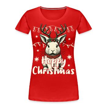 Hoppy Weihnachten Rentier Hase Festlich - Frauen Premium Bio T-Shirt - Navy - Vorne - Mia (176cm)